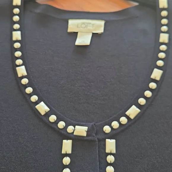 Easter Brunch Anne Taylor Loft Women's Navy Blue Sweater Full Snap Front XS - Picture 5 of 16